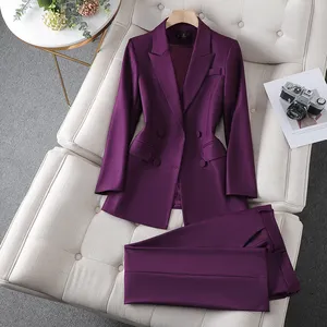 Alta Qualidade Business Suit Escritório das Mulheres Trabalho Terno das Mulheres Terno Formal das Mulheres Jaqueta Calças Two Piece Set & Smoking