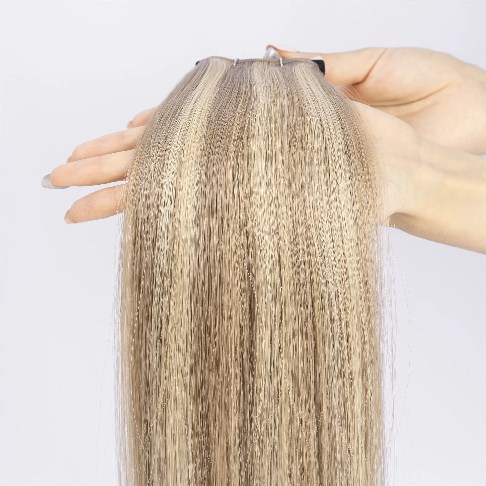 Geniale Inslag Hair Extensions Dubbel Getekend Menselijk Haar 100% Remy Maagd Russisch Genie Blonde Kleur Menselijk Haar