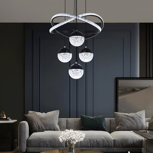 <span class=keywords><strong>Lampadario</strong></span> <span class=keywords><strong>a</strong></span> <span class=keywords><strong>sospensione</strong></span> LED nero popolare in acrilico e alluminio, 3CCT, illuminazione <span class=keywords><strong>a</strong></span> tre colori, spedizione dagli Stati Uniti, 1 pz. - Product Image 4