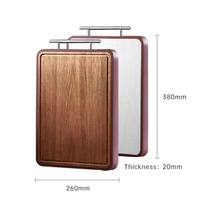 Planche à découper antibactérienne double face en <span class=keywords><strong>bois</strong></span> d'ébène et acier inoxydable <span class=keywords><strong>de</strong></span> haute qualité, séparée pour les aliments crus et cuits, robuste et résistante - Product Image 5