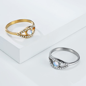 Anillo de Piedra Lunar para Mujer, Joyería Artística Retro de Moda en Acero de Titanio para el Dedo Muñeco - Product Image 3