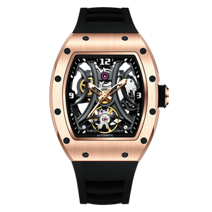 Montre-bracelet mécanique de luxe en fibre de carbone pour hommes avec cadran creux et tourbillon de réserve de marche montres automatiques dernière conception - Product Image 3