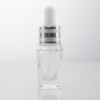 Flacons compte-gouttes carrés en verre transparent de luxe 10ml 20ml 30ml 50ml 100ml pour emballage de cosmétiques, huiles essentielles et sérums pour la peau