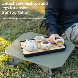 Outdoor Camping Folding Plastic Portable BBQ Picnic Height-Adjustable Lightweight Small <b>Table</b> for Road Trips - Product Image 2