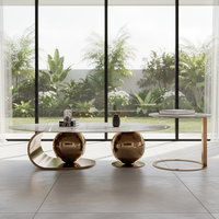 Table basse de salon moderne, simple et luxueuse, extensible, en acier inoxydable, grande et petite table d'appoint ronde