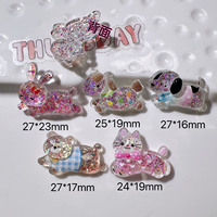 AB Lijm Harsen Patches Handgemaakte Materialen Crème Glitter Pailletten Gefacetted Konijn Kat Paard Beer DIY Haarclips Dieren-thema