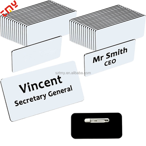 25 cái giá rẻ 1.5 nhựa "x 3" góc tròn độc đáo Khắc có thể thay đổi tự làm nhãn nametag trống Tên huy hiệu với pin hoặc nam châm - Product Image 1