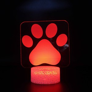 White Crake Base Dog <strong>Paw</strong> 3D Lamp Colorful Lovely Nightlight Bedroom LED Decor Footprints USB Sleep Light Kids Birthday Gifts - Product Image 1