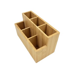 Bamboo Desktop Storage <b>Box</b> With Partitions Eco-Friendly <b>Makeup</b> Organizer For Home Office Hotel Use - Product Image 2