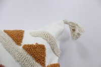 Housse de coussin carrée tuftée de luxe faite à la main, style bohème géométrique, en polyester/coton, avec pompons, pour canapé, décoration intérieure