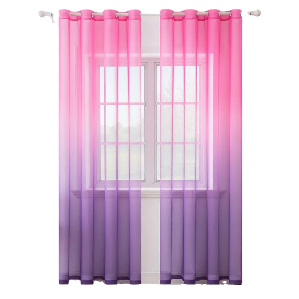 Factory Outlet Pastoral Style Window Decor Tulle Curtains Living Room Sheer Curtain Panel for Hotel Polyester Woven Burnout Rope