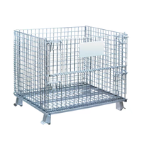 Conteneur en treillis métallique galvanisé pliable de haute qualité 500 kg 600 kg, cage de stockage métallique, chariot à roulettes avec roues