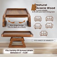 Plateau de table pliable en bois pour accoudoir de canapé, support articulé pour servir des collations et des boissons, accessoire pour la salle de bain, la maison et le salon