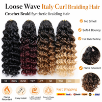 Nouvel Arrivage 12 pouces Fibre haute température à ondulations souples effet soyeux 'Italy Curl' pour tressage au crochet, mèche simple, style 'French Loose Bulk' en gros
