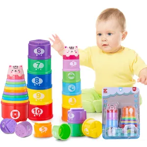 Anneaux de bain en plastique éducatifs Montessori, pièces, pour enfants, jouets, tasses empilables, jouets pour bébés