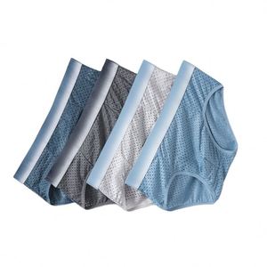 Mesh Ice Silk <b>Men's</b> Underwear Transparent Thin <b>Thongs</b> Underpants Mid Waist Adults Breathable Knitted Quick Drying Pant Headband - Product Image 1