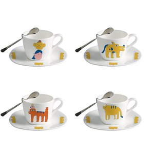 Benbenck toptan saf beyaz basit Cappuccino Latte kupası renkli porselen çay kupa ve tabaklar Espresso kahve fincanı setleri - Product Image 1