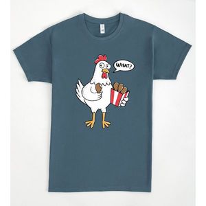 T-shirt Chicken What per adulti, unisex, girocollo, con grafica divertente e design umoristico - Product Image 1
