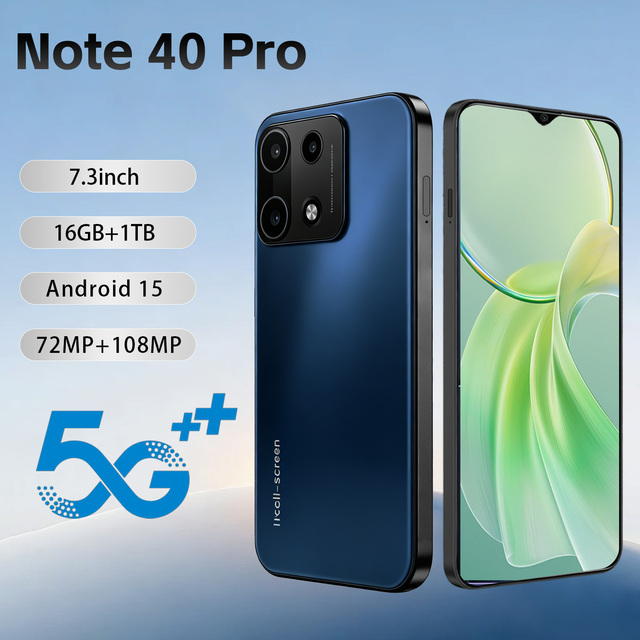 Social Media 16GB RAM Phone Note 40 Pro 5G 1TB Storage 108MP Camera 8000mAh 7 Inch Full Screen Gaming Smartphone Global Version