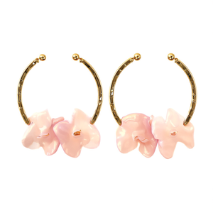 Floral <b>Hoop</b> Earrings Gold Plated 316L Stainless Steel Sustainable Resistant Fashion Jewelry - Product Image 2