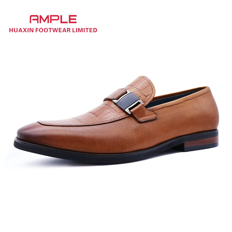 High quality Business men formal genuine leather dress shoe slip on brown loafers shoes