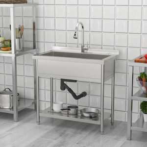 Free Standing Single Bowl Utility <strong>Sink</strong> with Cold and Hot Water Pipe Stainless Steel Utility <strong>Sink</strong> - Product Image 3