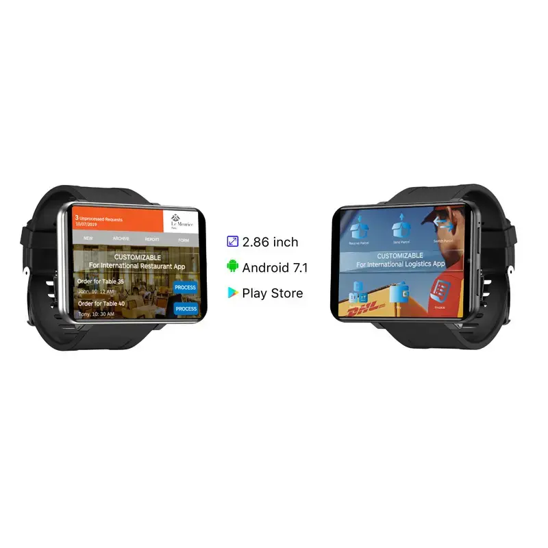 นาฬิกาอัจฉริยะหน้าจอสัมผัส IPS 2.86นิ้ว DM100 4G, นาฬิกาแอนดรอยด์ OS มี GPS Wi-Fi มีฟังก์ชันการโทรอัตราการเต้นของหัวใจข้อมือ