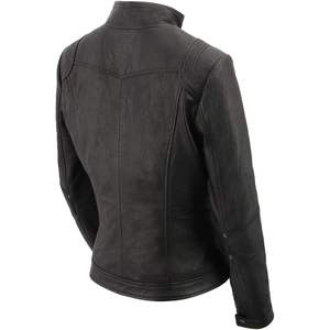 2025 veste en cuir Racer pour femmes SFL2801 col montant noir manteau d'hiver peau de mouton Bomber à la mode pour les motos - Product Image 1