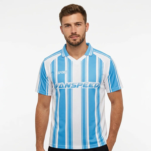 <span class=keywords><strong>Camiseta</strong></span> de Fútbol Clásica Estilo Argentino Personalizada OEM, Jersey de Fútbol a Rayas Azul y Blanco de Calidad Auténtica - Product Image 1