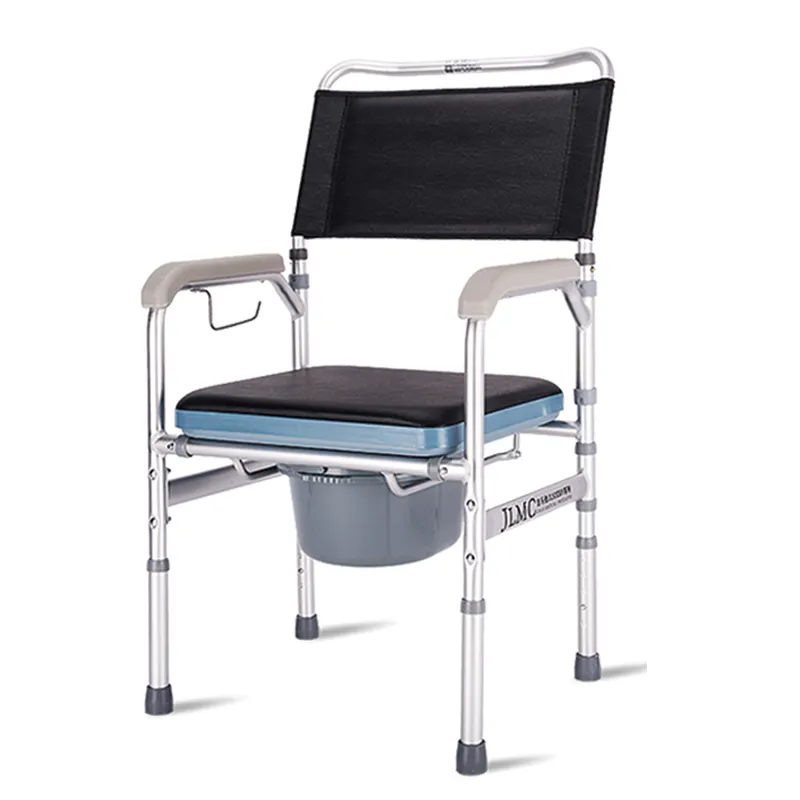 चिकित्सा उपकरण के लिए एल्यूमीनियम कमोड कुर्सी तह कमोड बौछार पहिया कुर्सी अक्षम बड़े