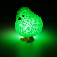 Vente en gros OEM : Boule en PU rembourrée lumineuse LED de 3 pouces en forme de poussin, avec logo personnalisé, jouet promotionnel pour filles et garçons