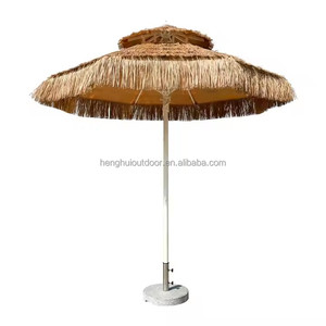 Parasol de jardin central en <span class=keywords><strong>paille</strong></span> synthétique pour le glamping, parasol de plage en <span class=keywords><strong>paille</strong></span> avec pompons - Product Image 6
