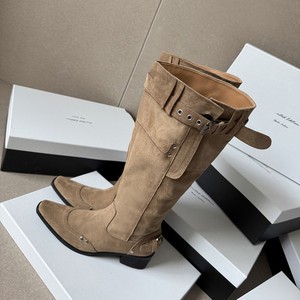 Botas vaqueras vintage de tacón bajo para mujer, de caña alta, con punta puntiaguda y ajuste holgado, al por mayor - Product Image 3