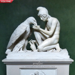 Tượng <span class=keywords><strong>Zeus</strong></span> Và Ganymede Bằng Đá Cẩm Thạch Trắng Chạm Khắc Thủ Công Theo Yêu Cầu - Product Image 1