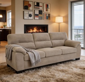 Sofá de 3 Plazas, Moderno, para Sala de Estar, con Tela Texturizada, Minimalista, Cómodo, con Sillón - Product Image 2