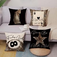Taie d'oreiller noire de style Black Cheetah Academy, imprimé léopard élégant, motif boule de billard porte-bonheur, adaptée aux chambres de dortoir pour filles