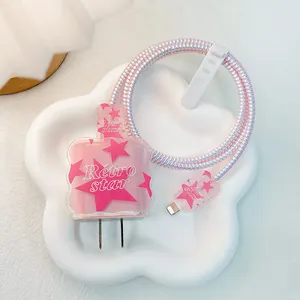 Protection de câble USB en forme de cœur mignon, étui de protection pour chargeur rapide, compatible <span class=keywords><strong>avec</strong></span> l'adaptateur <span class=keywords><strong>Apple</strong></span> <span class=keywords><strong>iPhone</strong></span> 18/20W US, protection du câble de données - Product Image 3