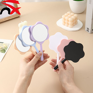 Wholesale Flower Hand Mirror DIY Cream Glue Advertising Mirror Portable Handle Mirror for Makeup Student