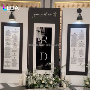 ป้ายแผนผังที่นั่งงานแต่งงานสีดำ ป้ายต้อนรับ ฉากหลังโลโก้ติดผนัง PVC สีดำขาว สำหรับงานแต่งงาน จากโรงงาน LEDA - Product Image 1