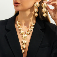 Parure de bijoux fantaisie tendance pour femme, collier et boucles d'oreilles en fer, style hip-hop, lisses, massifs, ronds et en forme de Y