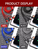 Cable USB 3 en 1 de 1.2M 2A con Trenzado de Nailon, Cable de Carga Rápida para IOS/Tipo-C/Micro, Cable Cargador Multi 3 en 1 con Tres Puertos