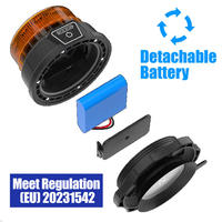 Balise de signalisation LED détachable et rechargeable ECE R65 R10 avec base magnétique pour camion, remorquage et travaux extérieurs