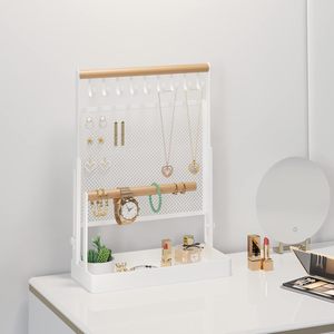 IOAIANIA Jewelry Organizer Stand With 9 Hooks And Mesh Panel For Necklaces Earrings Bracelets <b>Watches</b> And Cosmetics Storage - Product Image 5