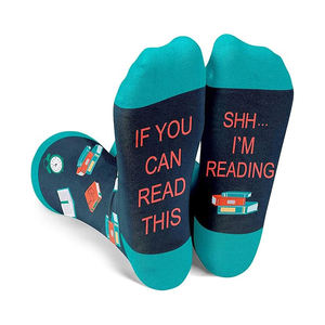 Chaussettes <span class=keywords><strong>de</strong></span> livre <span class=keywords><strong>de</strong></span> bibliothèque personnalisées-Chaussettes Crew bleu sarcelle pour lecteurs Citation drôle Chaussettes <span class=keywords><strong>de</strong></span> cheville pour les amoureux des livres Cadeau pour les bibliothécaires - Product Image 1