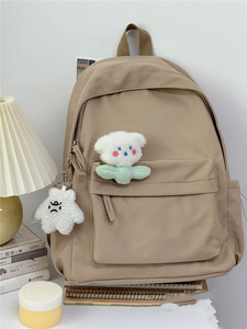 Sac à dos scolaire pour adolescents et lycéens, couleurs unies, motif floral rose et vert herbe - Product Image 4