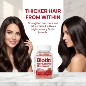 Gomitas con Sabor a <span class=keywords><strong>Fresa</strong></span> para Mejorar la Piel Seca, Nutrir los Folículos y Fortalecer las Raíces del Cabello con Biotina para el Crecimiento del Cabello - Product Image 4