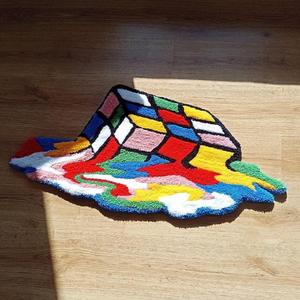 Tapis d'intérieur modernes personnalisés en laine tuftée à la main, durables, à poils ras, écologiques, antidérapants avec envers en PVC, lavables, pour hôtels - Product Image 5