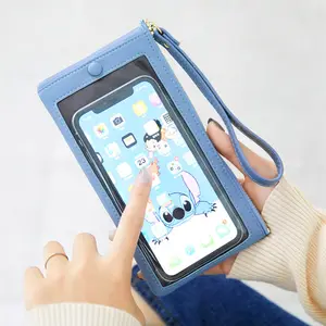 Bolsa de teléfono móvil para mujer con correa extraíble, bolsos de mano, billetera larga con pantalla táctil para iPhone/Samsung, bolsa de teléfono