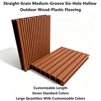 Planches de terrasse WPC à clipser, imperméables, à grain droit, rainures moyennes, 6 cavités, 140mmx25mm, pour jardin, patio et cour arrière