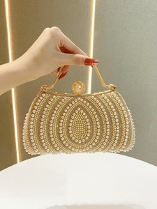 Sacs de soirée de luxe pour femmes, portefeuille à chaîne unique, design coquille, perles et diamants, sac à bandoulière, sacs de soirée, sacs à main de mariage - Product Image 1